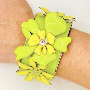 Women's Crystal Art Deco Flower Cuff Bracelet